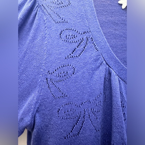 Purple no brand bow print with flower buttons cute cardigan sweater size S - Picture 3 of 10